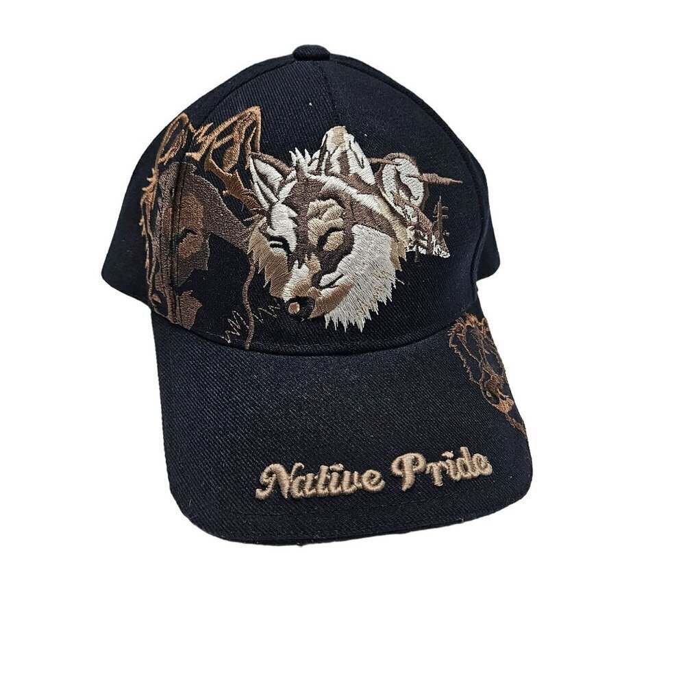 Native Pride Wolf Embroidered Cap Adjustable Fit WEST Best‎ Headwear Adjustable